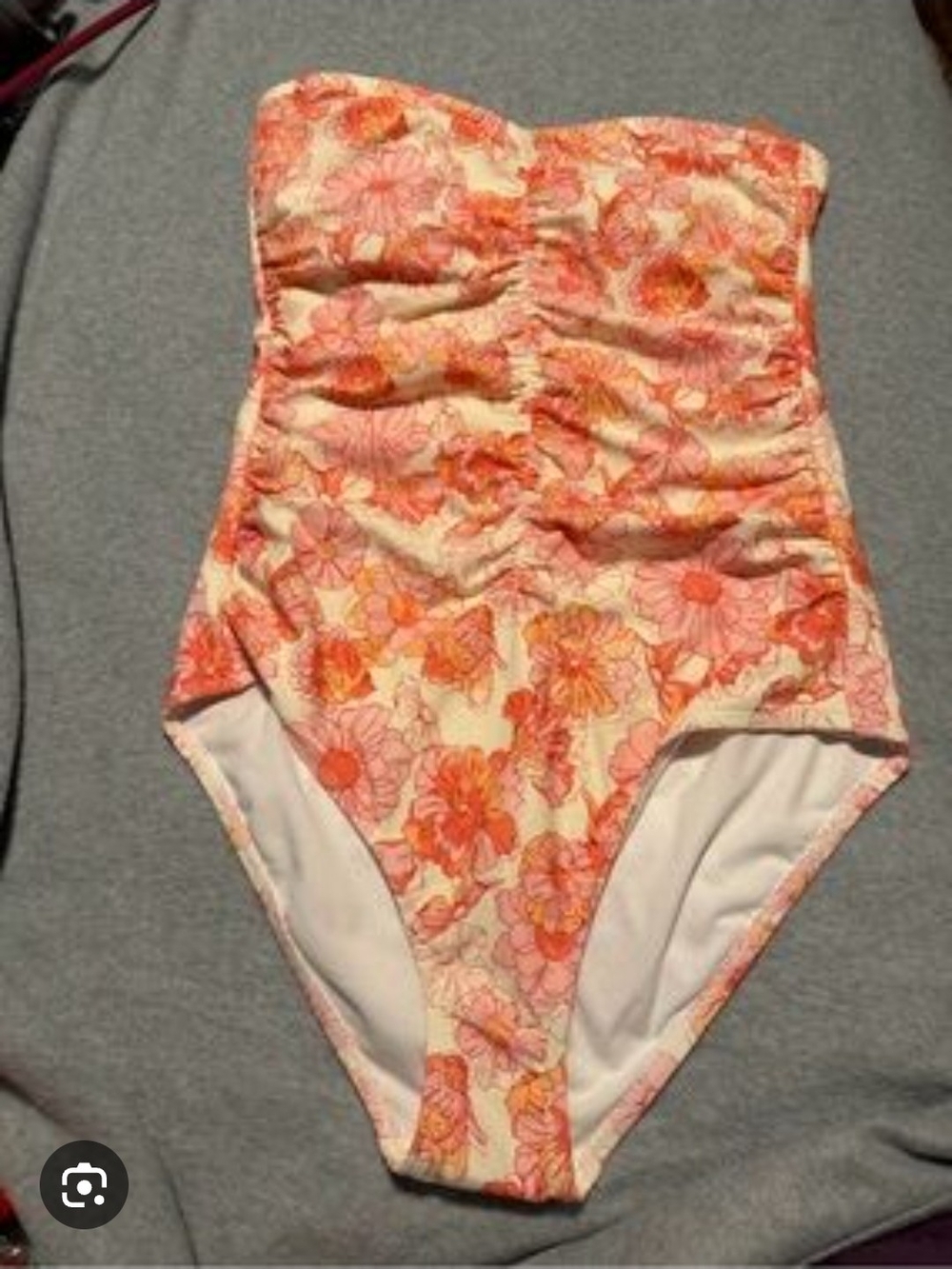 Shade & Shore Size L Coral Pink Floral One-Piece Swimsuit